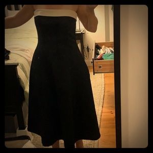 Vintage strapless black & white dress. Tea length